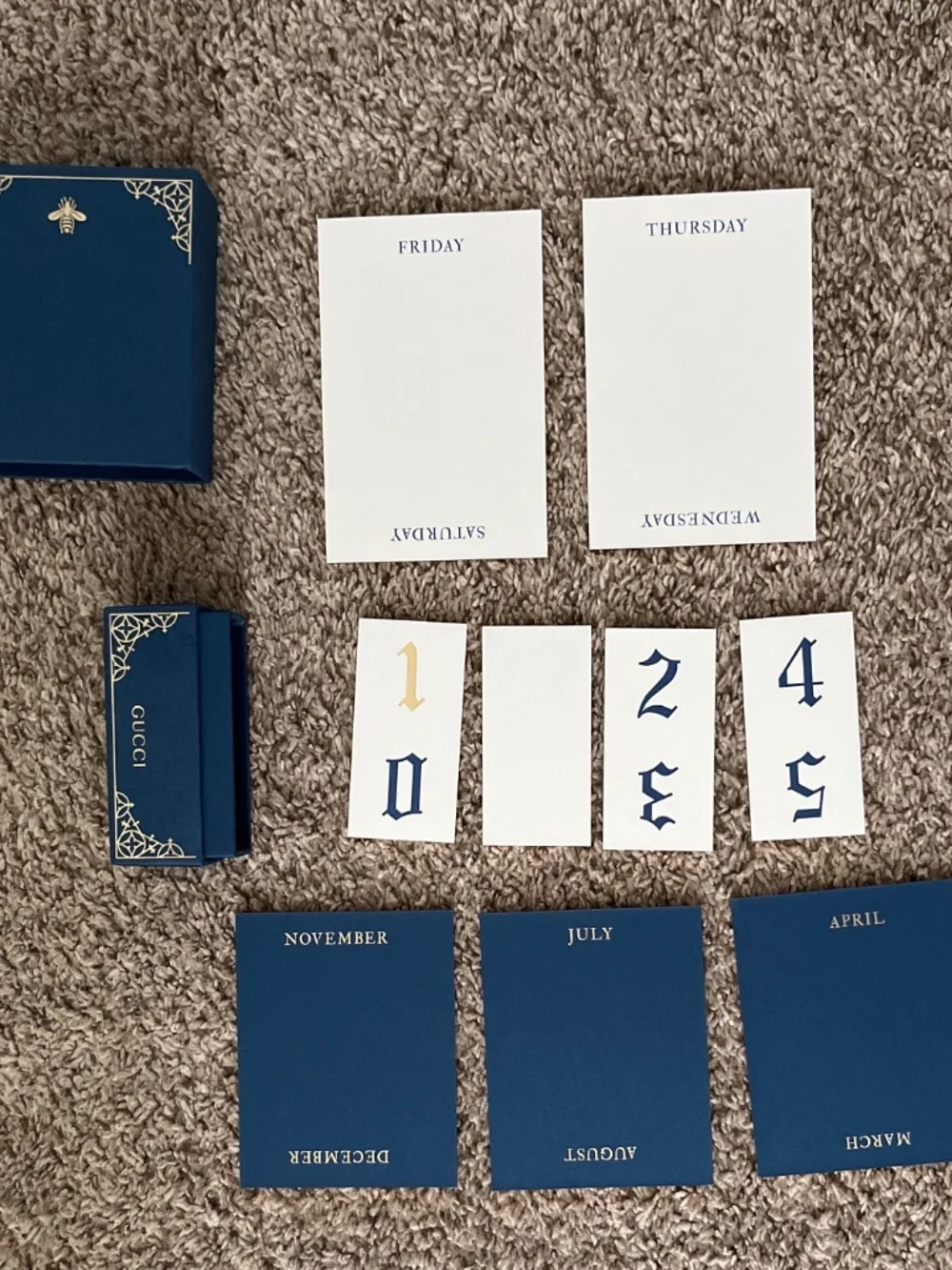 Gucci Perpetual Calendar Desk Set | Blue & Gold Date Calendar | Home Office Deco